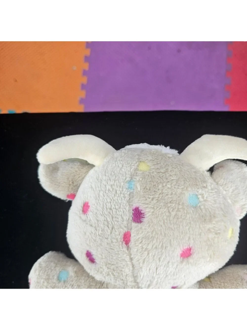 Sugar Loaf Beige Polka Dot Goat Plush Toy With Blue Glitter Eyes 2019